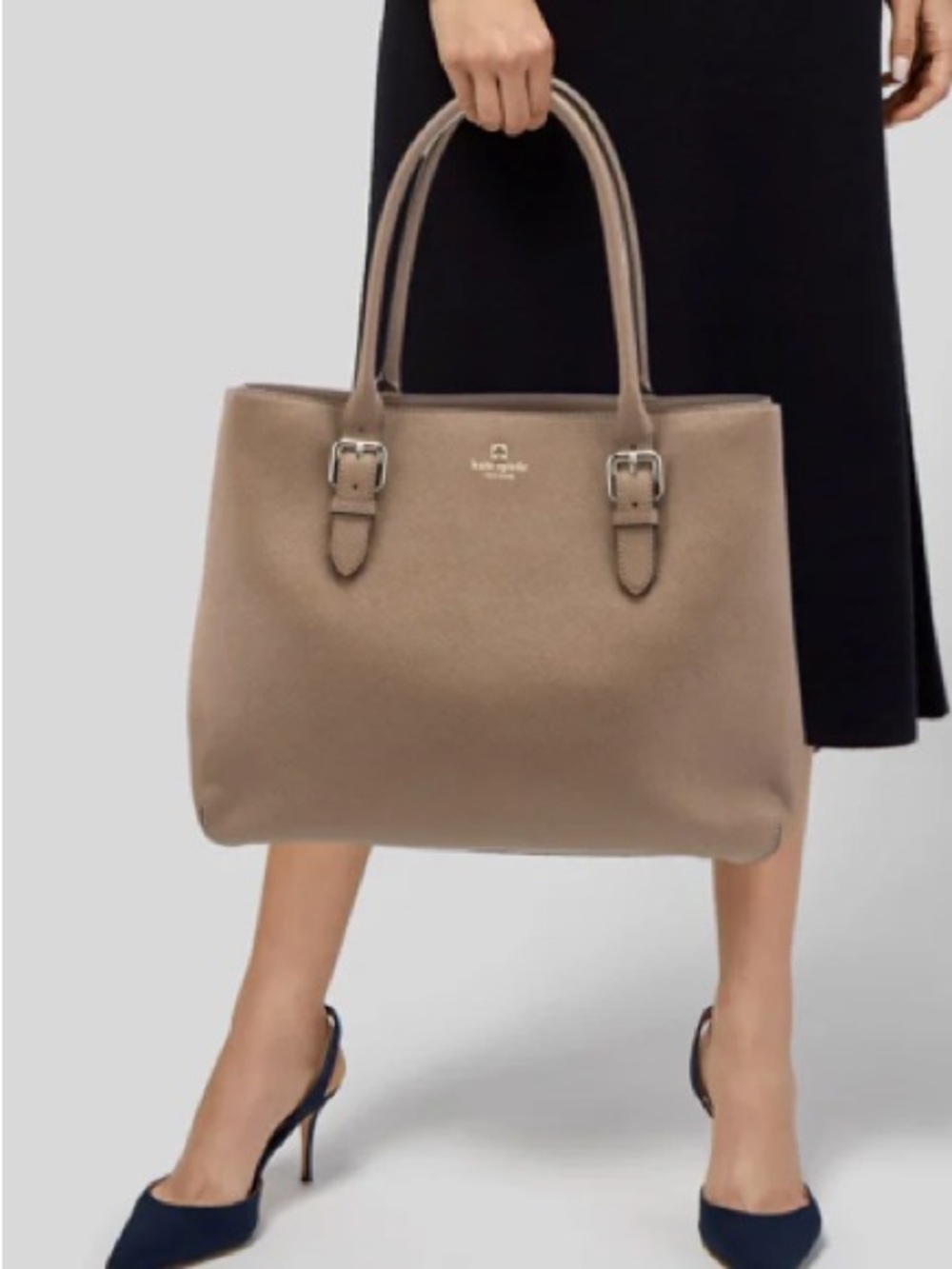 Kate Spade New York 100% cow leather beige tote bag